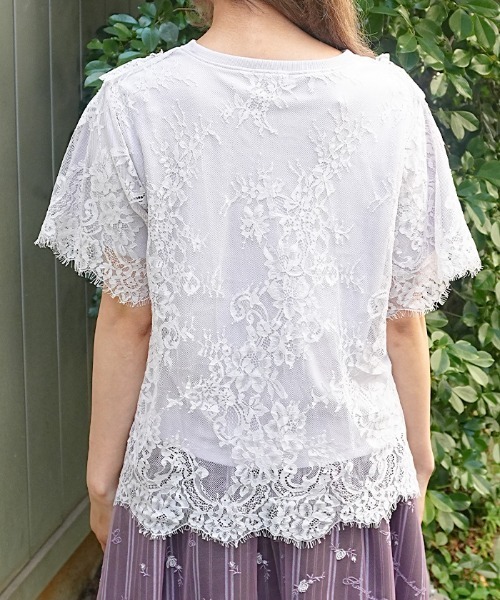 axes femme(アクシーズファム)の「レースレイヤードTシャツ(Tシャツ/カットソー・レディース・ホワイト/サックスブルー/ラベンダー・FREE)」の22枚目の写真