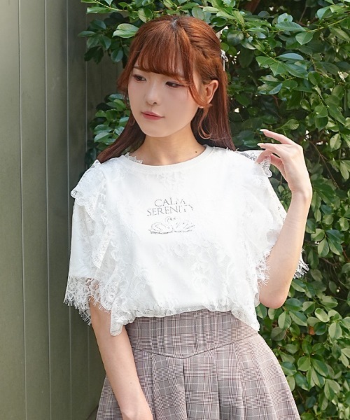 axes femme(アクシーズファム)の「レースレイヤードTシャツ(Tシャツ/カットソー・レディース・ホワイト/サックスブルー/ラベンダー・FREE)」の17枚目の写真