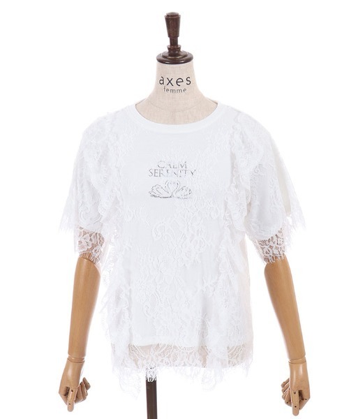 axes femme(アクシーズファム)の「レースレイヤードTシャツ(Tシャツ/カットソー・レディース・ホワイト/サックスブルー/ラベンダー・FREE)」の18枚目の写真