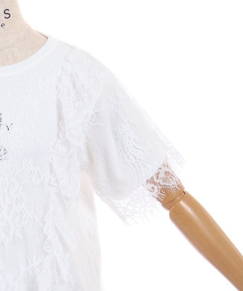 axes femme(アクシーズファム)の「レースレイヤードTシャツ(Tシャツ/カットソー・レディース・ホワイト/サックスブルー/ラベンダー・FREE)」の11枚目の写真