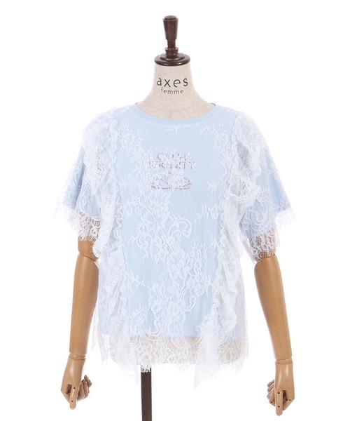axes femme(アクシーズファム)の「レースレイヤードTシャツ(Tシャツ/カットソー・レディース・ホワイト/サックスブルー/ラベンダー・FREE)」の12枚目の写真