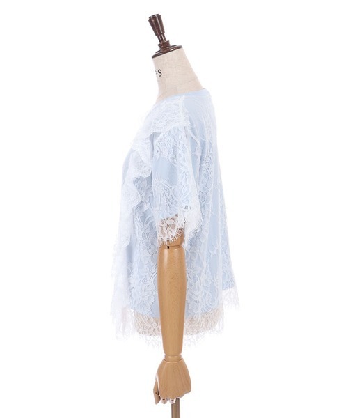 axes femme(アクシーズファム)の「レースレイヤードTシャツ(Tシャツ/カットソー・レディース・ホワイト/サックスブルー/ラベンダー・FREE)」の13枚目の写真