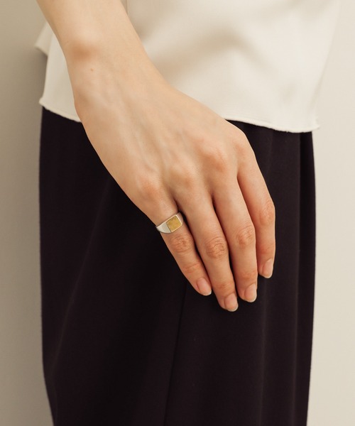 TEN.(テン)の「SILVER925 18KGP ブロックリング MIX(1~7号)(リング・レディース・シルバー×ゴールド・#7/#5/#3/#1)」の9枚目の写真