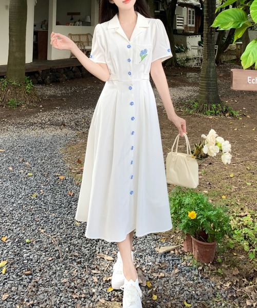 FAVORITO(ファヴォリート)の「刺繍シャツワンピース(シャツワンピース・レディース・ホワイト・F)」の6枚目の写真