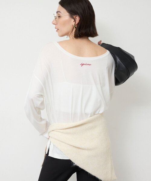 GALLARDAGALANTE(ガリャルダガランテ)の「epiceaエンブロTee(Tシャツ/カットソー・レディース・ブラック/オフホワイト/ブラウン・FREE)」の5枚目の写真
