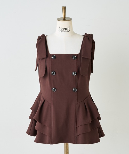 Seemi. byNICECLAUP( シーミーバイナイスクラップ)の「【Seemi.】トレンチ風ビスチェ【セットアップ可能/パンツ別売り】(シャツ/ブラウス・レディース・ブラウン/ベージュ/ブラック・FREE)」の2枚目の写真