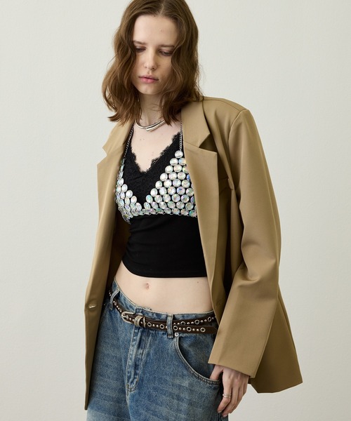uyu.(ウユ)の「ラインストーン チェーン スパンコール ビスチェ(キャミソール・レディース・シルバー/クリア・FREE)」の19枚目の写真