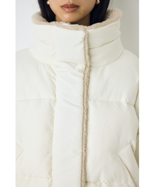 AZUL by moussy(アズールバイマウジー)の「【ボリュームたっぷり♪】ボアスタンドカラー中綿コート 秋服 冬服 スタンドネック ハイネック 防寒 暖かい(ブルゾン・レディース・ブラック/ブラウン/アイボリー・MEDIUM/SMALL)」の12枚目の写真