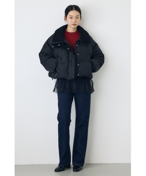 AZUL by moussy(アズールバイマウジー)の「【ボリュームたっぷり♪】ボアスタンドカラー中綿コート 秋服 冬服 スタンドネック ハイネック 防寒 暖かい(ブルゾン・レディース・ブラック/ブラウン/アイボリー・MEDIUM/SMALL)」の21枚目の写真