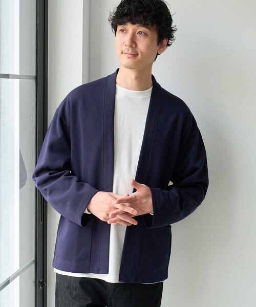coen(コーエン)の「【抗菌防臭、防汚(食品汚れが落ちやすい)、UVカット】クリーンプラスボタンレスカーディガン(カーディガン/ボレロ・メンズ・ワインレッド/ネイビー・M/L/XL/S)」の2枚目の写真