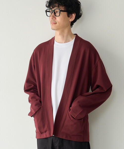 coen(コーエン)の「【抗菌防臭、防汚(食品汚れが落ちやすい)、UVカット】クリーンプラスボタンレスカーディガン(カーディガン/ボレロ・メンズ・ワインレッド/ネイビー・M/L/XL/S)」の1枚目の写真