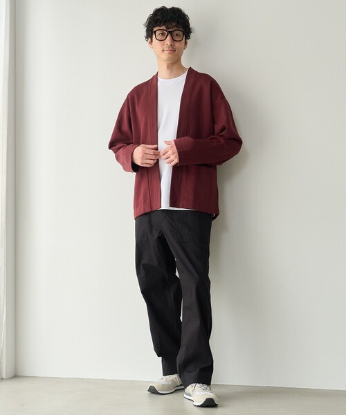 coen(コーエン)の「【抗菌防臭、防汚(食品汚れが落ちやすい)、UVカット】クリーンプラスボタンレスカーディガン(カーディガン/ボレロ・メンズ・ワインレッド/ネイビー・M/L/XL/S)」の3枚目の写真