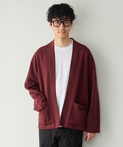coen(コーエン)の「【抗菌防臭、防汚(食品汚れが落ちやすい)、UVカット】クリーンプラスボタンレスカーディガン(カーディガン/ボレロ・メンズ・ワインレッド/ネイビー・M/L/XL/S)」の5枚目の写真