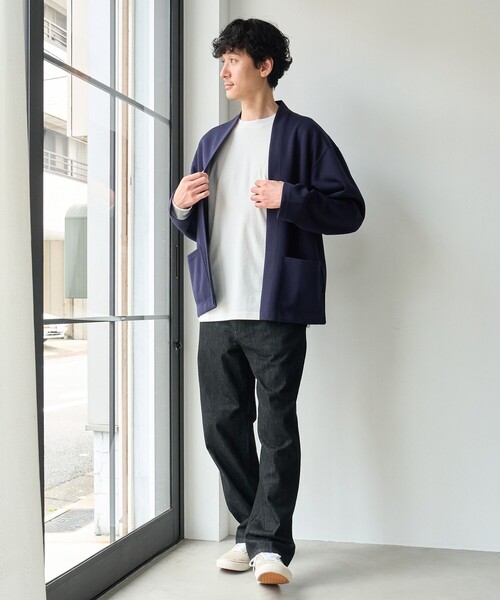 coen(コーエン)の「【抗菌防臭、防汚(食品汚れが落ちやすい)、UVカット】クリーンプラスボタンレスカーディガン(カーディガン/ボレロ・メンズ・ワインレッド/ネイビー・M/L/XL/S)」の8枚目の写真