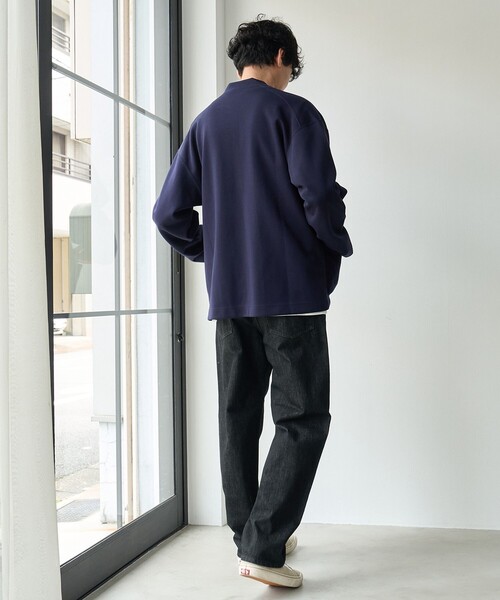 coen(コーエン)の「【抗菌防臭、防汚(食品汚れが落ちやすい)、UVカット】クリーンプラスボタンレスカーディガン(カーディガン/ボレロ・メンズ・ワインレッド/ネイビー・M/L/XL/S)」の9枚目の写真