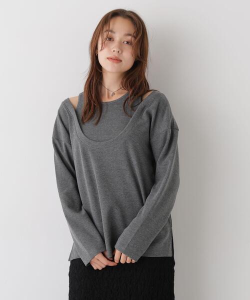 NANO universe(ナノユニバース)の「フェイクレイヤードワッフルカットトップス(Tシャツ/カットソー・レディース・グレー/ネイビー/ベージュ・FREE)」の22枚目の写真