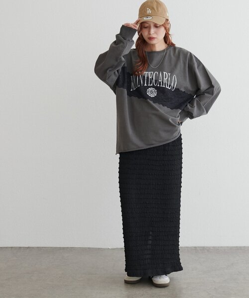 DISCOAT（ディスコート）の「【WEB限定】レースコンビ裏毛ロゴスウェット（Tシャツ/カットソー・レディース・チャコールグレー/ライトグレー/ベージュ・FREE）」の20枚目の写真