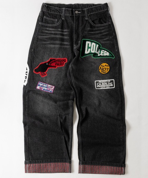 JOHN'S CLOSET(ジョンズクローゼット)の「【13】ワッペン付き ロールアップデザイン バギーデニム(デニムパンツ・メンズ・ブルー系1/ブルー系2/ブラック系1/ブラック系2・LARGE/MEDIUM)」の2枚目の写真