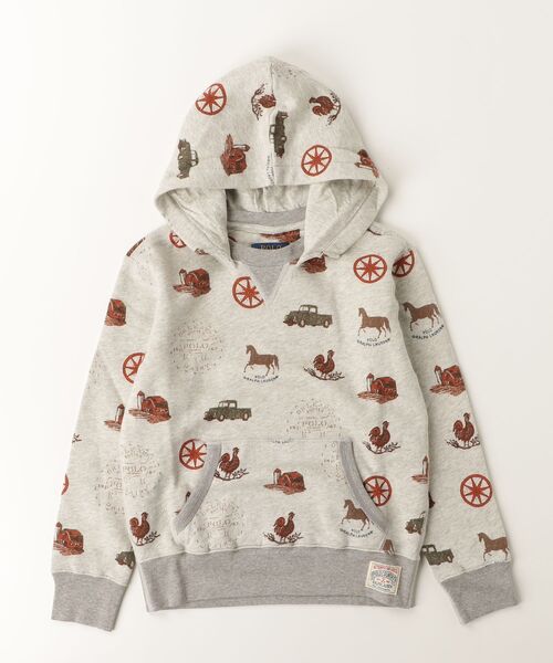 POLO RALPH LAUREN CHILDRENSWEAR（ポロ ラルフ ローレン チルドレンズウェア）の「ファームプリント フリース フーディ（パーカー・キッズ・グレー系・XL/L/M/S）」の2枚目の写真