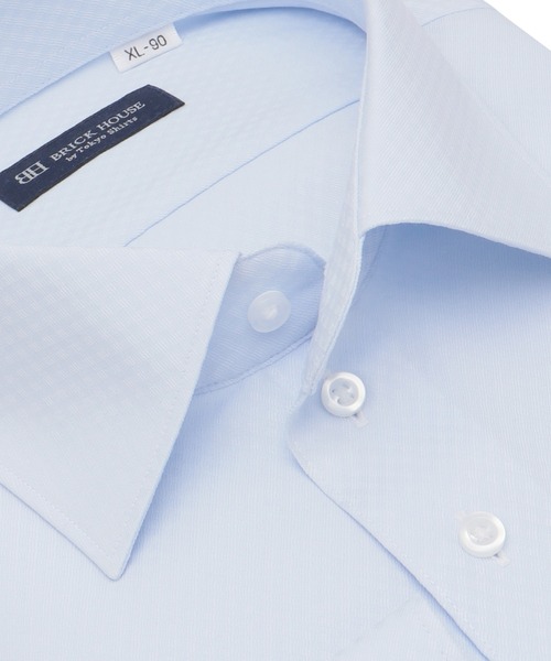 TOKYO SHIRTS(トウキョウシャツ)の「【吸水速乾】【COFREX】 形態安定ノンアイロン ワイド 長袖ビジネスワイシャツ(大きいサイズ・長いサイズ)(ビジネスシャツ・メンズ・ブルー・首回り47cm-裄丈86cm/首回り47cm-裄丈90cm/首回り43cm-裄丈90cm/首回り39cm-裄丈88cm/首回り41cm-裄丈90cm/首回り42cm-裄丈90cm/首回り45cm-裄丈82cm/首回り45cm-裄丈86cm/首回り45cm-裄丈90cm)」の2枚目の写真