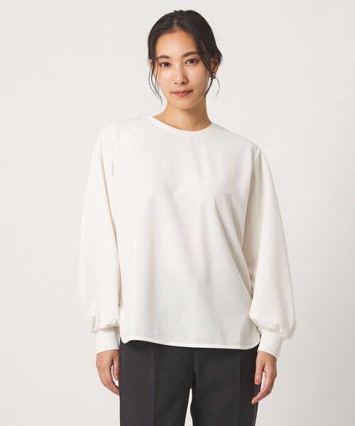 A DAY IN THE LIFE UNITED ARROWS(アデイインザライフユナイテッドアローズ)の「ジョーゼット クルーネック プルオーバー <A DAY IN THE LIFE>(Tシャツ/カットソー・レディース・ナチュラル/ブラック/オフホワイト・FREE)」の1枚目の写真