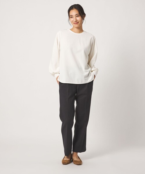 A DAY IN THE LIFE UNITED ARROWS(アデイインザライフユナイテッドアローズ)の「ジョーゼット クルーネック プルオーバー <A DAY IN THE LIFE>(Tシャツ/カットソー・レディース・ナチュラル/ブラック/オフホワイト・FREE)」の6枚目の写真