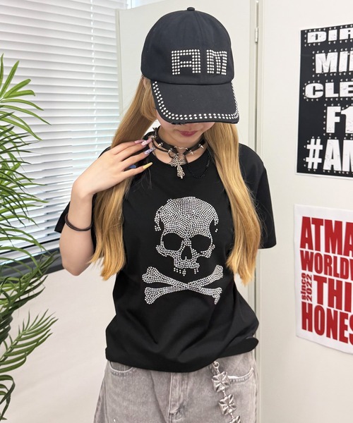 ATMARK(アットマーク)の「<2サイズ展開 / ユニセックス>ATMARK アソート オリジナル ブラック半袖Tシャツ ラインストーン トライバル ラメ刺繍(Tシャツ/カットソー・メンズ・ブラック/ブラック系2/ブラック系3・M/L)」の19枚目の写真