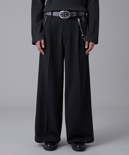 EVOLVERA（エボルヴェラー）の「Zip-Design Baggy Slacks / ジップデザインバギースラックス（スラックス・メンズ・ブラック/ネイビー系1・M/L）」の3枚目の写真
