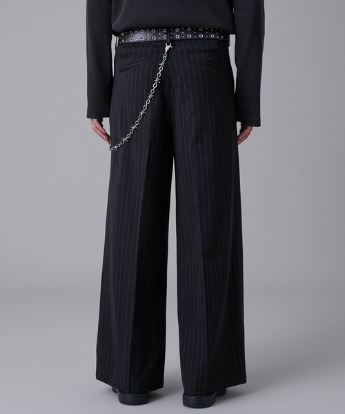EVOLVERA（エボルヴェラー）の「Zip-Design Baggy Slacks / ジップデザインバギースラックス（スラックス・メンズ・ブラック/ネイビー系1・M/L）」の5枚目の写真