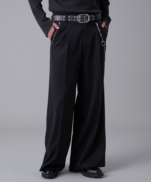 EVOLVERA（エボルヴェラー）の「Zip-Design Baggy Slacks / ジップデザインバギースラックス（スラックス・メンズ・ブラック/ネイビー系1・M/L）」の6枚目の写真
