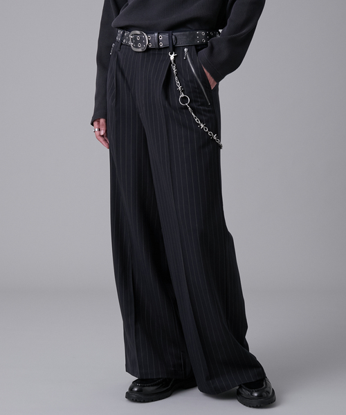EVOLVERA（エボルヴェラー）の「Zip-Design Baggy Slacks / ジップデザインバギースラックス（スラックス・メンズ・ブラック/ネイビー系1・M/L）」の7枚目の写真
