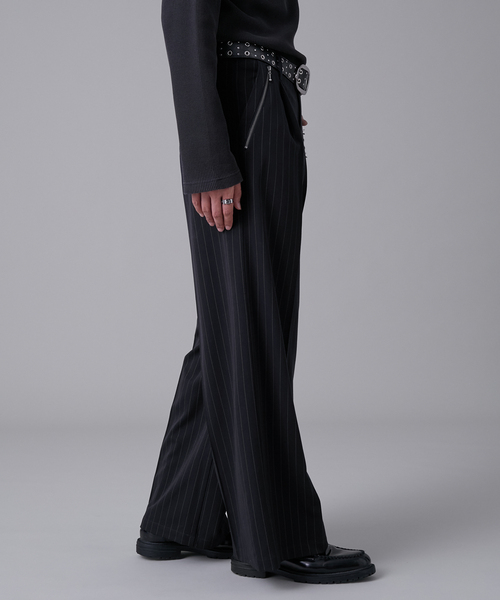 EVOLVERA（エボルヴェラー）の「Zip-Design Baggy Slacks / ジップデザインバギースラックス（スラックス・メンズ・ブラック/ネイビー系1・M/L）」の8枚目の写真