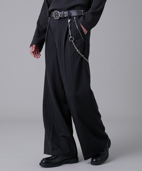 EVOLVERA（エボルヴェラー）の「Zip-Design Baggy Slacks / ジップデザインバギースラックス（スラックス・メンズ・ブラック/ネイビー系1・M/L）」の9枚目の写真