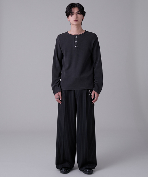 EVOLVERA（エボルヴェラー）の「Zip-Design Baggy Slacks / ジップデザインバギースラックス（スラックス・メンズ・ブラック/ネイビー系1・M/L）」の10枚目の写真