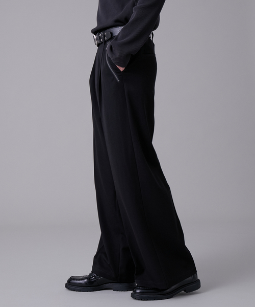 EVOLVERA（エボルヴェラー）の「Zip-Design Baggy Slacks / ジップデザインバギースラックス（スラックス・メンズ・ブラック/ネイビー系1・M/L）」の18枚目の写真