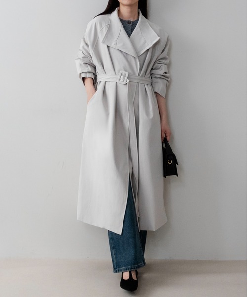 on:nue(オンニュ)の「【on:nue】ウエストベルト2WAYスタンドカラーコート/26-27 AW COLLECTION(トレンチコート・レディース・チャコールグレー/アイボリー/ブラック・FREE)」の1枚目の写真