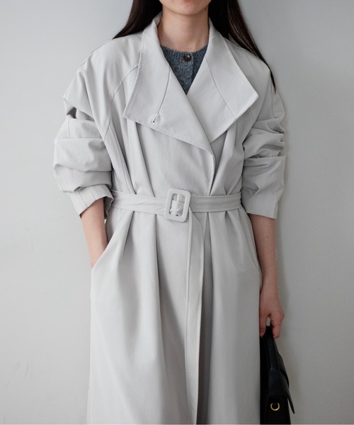 on:nue(オンニュ)の「【on:nue】ウエストベルト2WAYスタンドカラーコート/26-27 AW COLLECTION(トレンチコート・レディース・チャコールグレー/アイボリー/ブラック・FREE)」の10枚目の写真