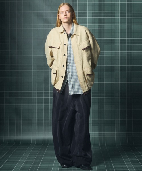 MAISON SPECIAL(メゾンスペシャル)の「《UNISEX》ウールコットントリミングミックスプライムオーバーファティーグシャツジャケット/Wool-Cotton Blend Trimming Prime-Over Fatigue Shirt Jacket【MAISON SPECIAL/メゾンスペシャル】(シャツ/ブラウス・メンズ・アイボリー/ブラック・2/1/0)」の4枚目の写真