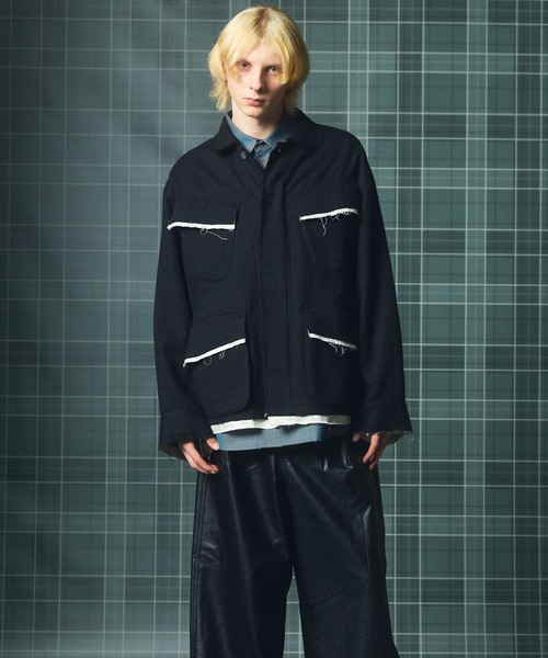 MAISON SPECIAL(メゾンスペシャル)の「《UNISEX》ウールコットントリミングミックスプライムオーバーファティーグシャツジャケット/Wool-Cotton Blend Trimming Prime-Over Fatigue Shirt Jacket【MAISON SPECIAL/メゾンスペシャル】(シャツ/ブラウス・メンズ・アイボリー/ブラック・2/1/0)」の5枚目の写真