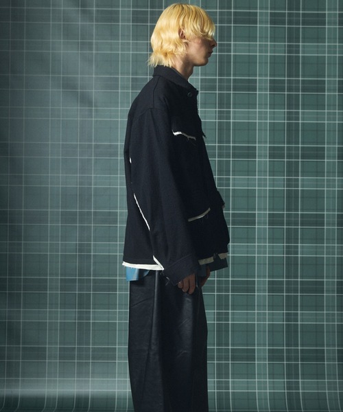 MAISON SPECIAL(メゾンスペシャル)の「《UNISEX》ウールコットントリミングミックスプライムオーバーファティーグシャツジャケット/Wool-Cotton Blend Trimming Prime-Over Fatigue Shirt Jacket【MAISON SPECIAL/メゾンスペシャル】(シャツ/ブラウス・メンズ・アイボリー/ブラック・2/1/0)」の6枚目の写真