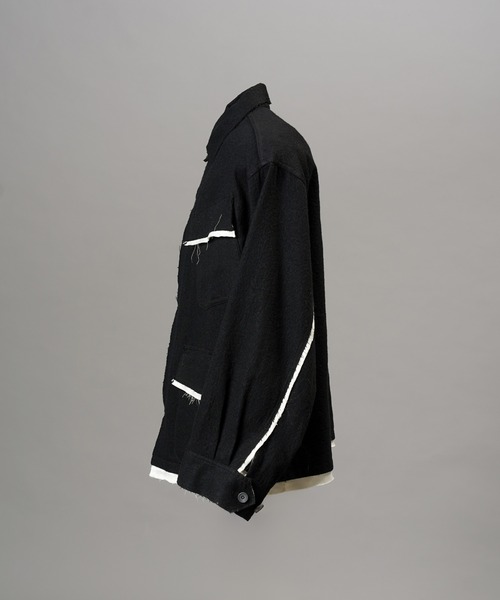 MAISON SPECIAL(メゾンスペシャル)の「《UNISEX》ウールコットントリミングミックスプライムオーバーファティーグシャツジャケット/Wool-Cotton Blend Trimming Prime-Over Fatigue Shirt Jacket【MAISON SPECIAL/メゾンスペシャル】(シャツ/ブラウス・メンズ・アイボリー/ブラック・2/1/0)」の13枚目の写真