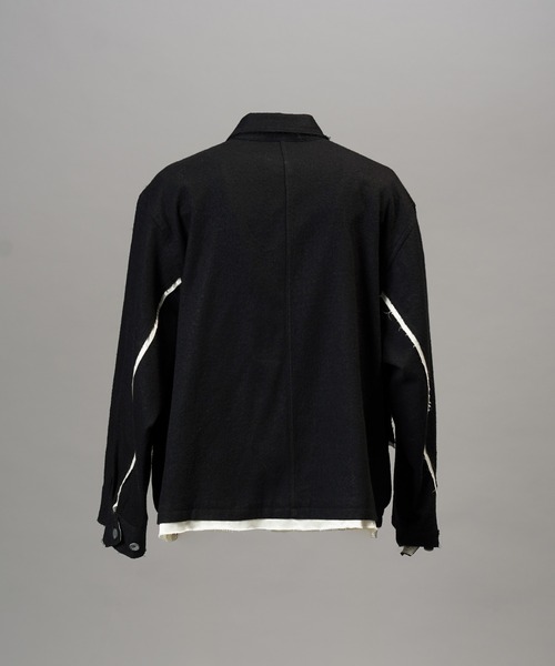 MAISON SPECIAL(メゾンスペシャル)の「《UNISEX》ウールコットントリミングミックスプライムオーバーファティーグシャツジャケット/Wool-Cotton Blend Trimming Prime-Over Fatigue Shirt Jacket【MAISON SPECIAL/メゾンスペシャル】(シャツ/ブラウス・メンズ・アイボリー/ブラック・2/1/0)」の14枚目の写真