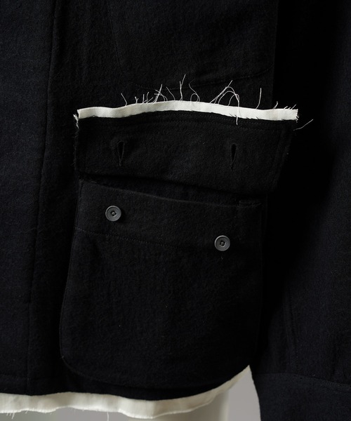 MAISON SPECIAL(メゾンスペシャル)の「《UNISEX》ウールコットントリミングミックスプライムオーバーファティーグシャツジャケット/Wool-Cotton Blend Trimming Prime-Over Fatigue Shirt Jacket【MAISON SPECIAL/メゾンスペシャル】(シャツ/ブラウス・メンズ・アイボリー/ブラック・2/1/0)」の17枚目の写真
