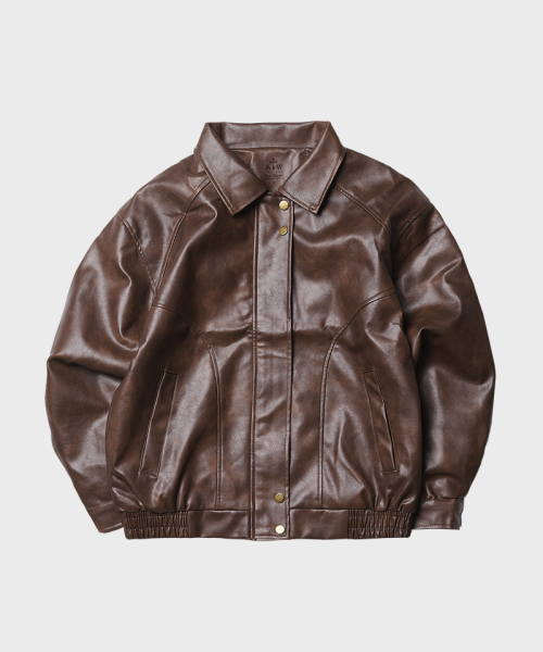 ARTISTWEAR（アーティストウェア）の「[2COLORS] オーバーサイズブルゾンヴィーガンレザージャケット（ライダースジャケット・レディース・ブラック/ブラウン・SMALL/MEDIUM）」の18枚目の写真