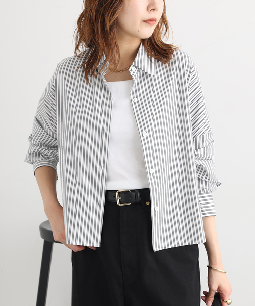 journal standard L'essage(ジャーナルスタンダードレサージュ)の「CANGIOLIワイドシャツ(シャツ/ブラウス・レディース・ホワイト系その他/サックスブルー/ライトグレー・FREE)」の7枚目の写真