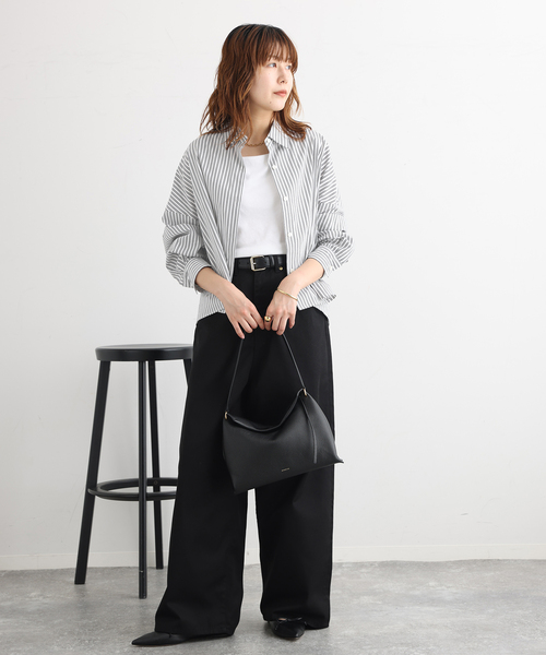 journal standard L'essage(ジャーナルスタンダードレサージュ)の「CANGIOLIワイドシャツ(シャツ/ブラウス・レディース・ホワイト系その他/サックスブルー/ライトグレー・FREE)」の10枚目の写真