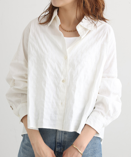 journal standard L'essage(ジャーナルスタンダードレサージュ)の「CANGIOLIワイドシャツ(シャツ/ブラウス・レディース・ホワイト系その他/サックスブルー/ライトグレー・FREE)」の12枚目の写真