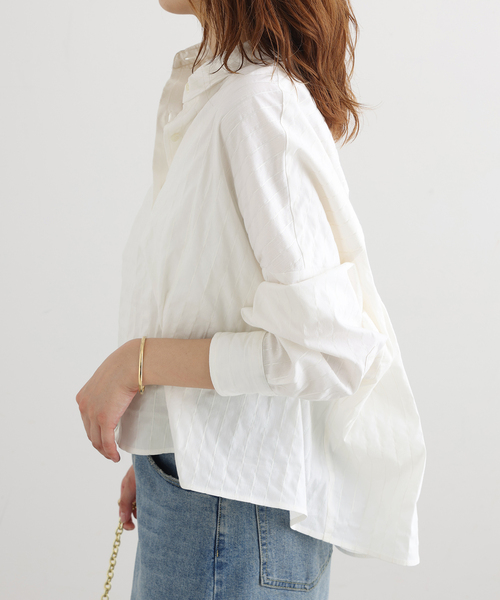 journal standard L'essage(ジャーナルスタンダードレサージュ)の「CANGIOLIワイドシャツ(シャツ/ブラウス・レディース・ホワイト系その他/サックスブルー/ライトグレー・FREE)」の13枚目の写真