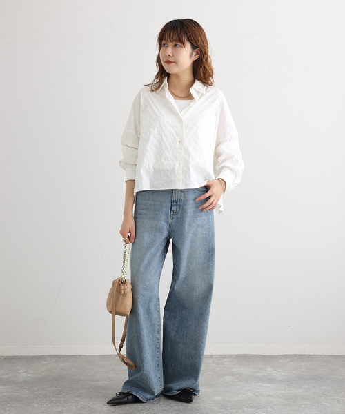 journal standard L'essage(ジャーナルスタンダードレサージュ)の「CANGIOLIワイドシャツ(シャツ/ブラウス・レディース・ホワイト系その他/サックスブルー/ライトグレー・FREE)」の15枚目の写真