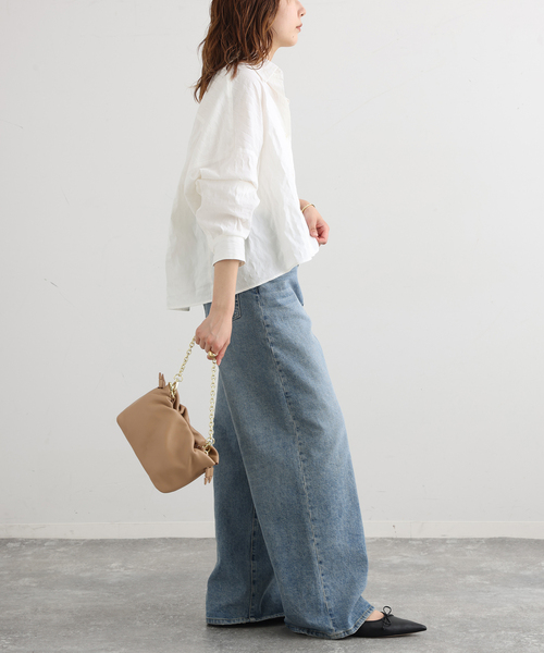 journal standard L'essage(ジャーナルスタンダードレサージュ)の「CANGIOLIワイドシャツ(シャツ/ブラウス・レディース・ホワイト系その他/サックスブルー/ライトグレー・FREE)」の16枚目の写真